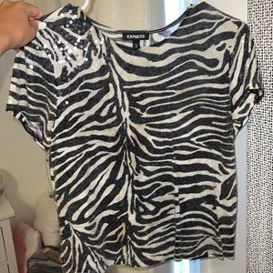 Express Zebra Sequin Top